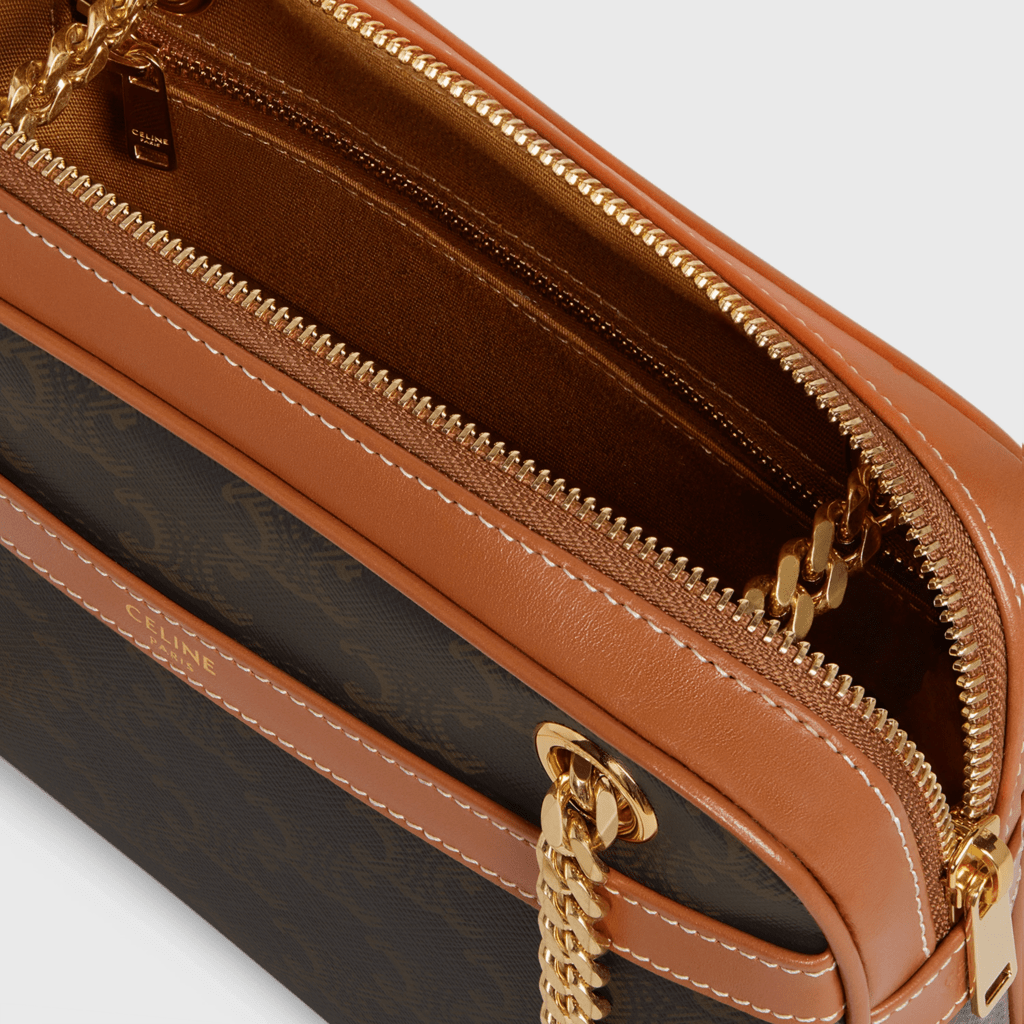 Túi Celine Small Patapans In Triomphe Canvas And Calfskin Tan 196252BZJ-04LU - Ảnh 5