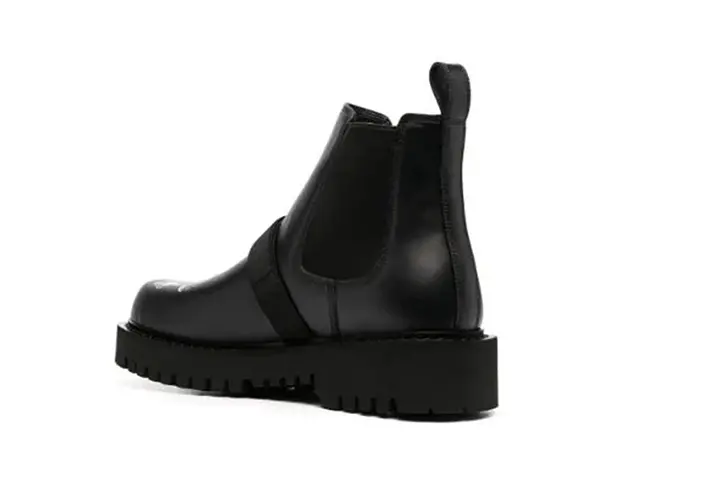 Giày Valentino Flower Patterns Leather Logo Boots UY0S0D90RYXAT0 - Ảnh 4