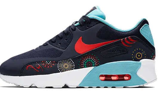 Alternative view of Giày Nike Air Max 90 Ultra 2.0 QS (GS) 'Black Blue' AO2097-400