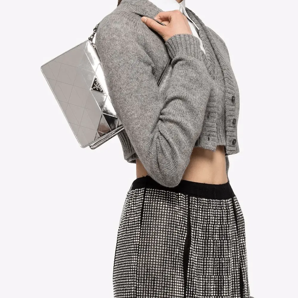 Túi Prada Brushed Cleo Shoulder Bag 'Silver' 1BC155-2D0F-F0118-V-OSM - Ảnh 5