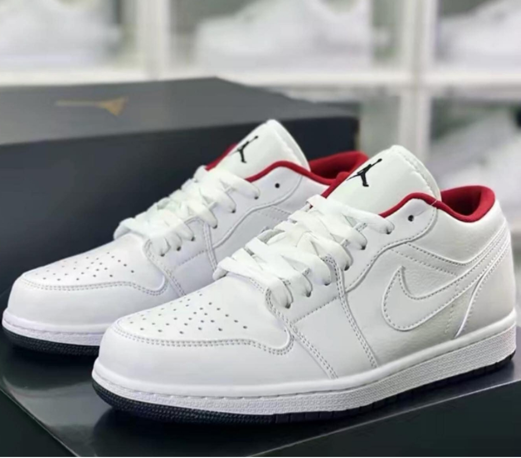 Giày Nike Jordan 1 Low 'White Gym Red Black (GS)' 553560-164 - Ảnh 3