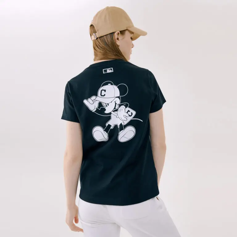 Áo MLB X Disney Short Sleeve T Shirt Cleveland Indians Black 31TSK1031-45L - Ảnh 4