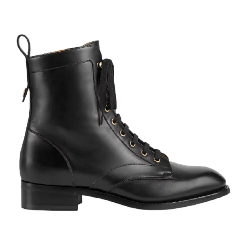 Giày Gucci Mens Lace Up Ankle Boot Black Leather 680813-1W600-1000