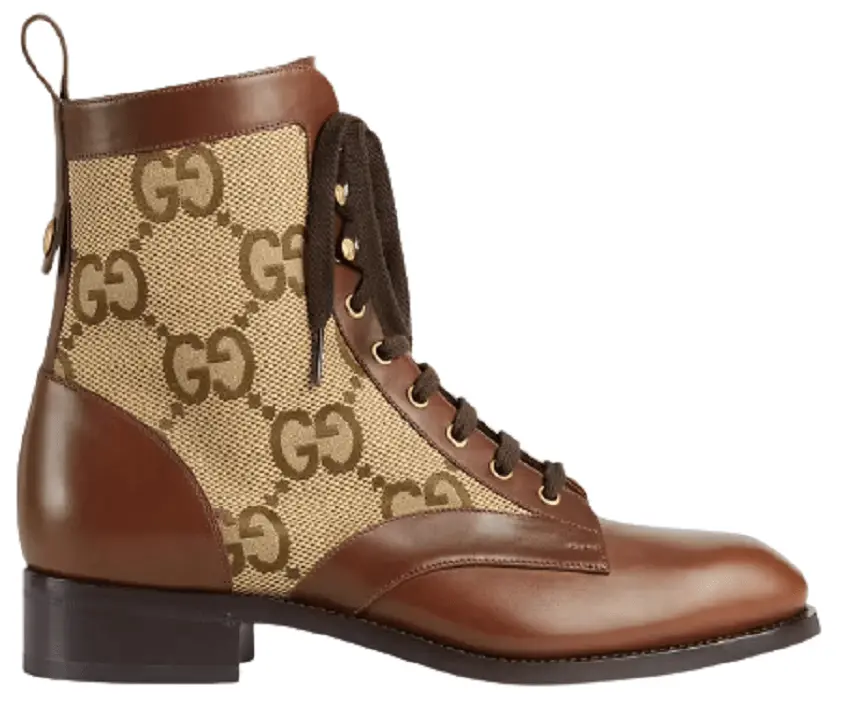 Giày Gucci Lace Up Ankle Boot Maxi GG Canvas 680813-1W6F0-2272