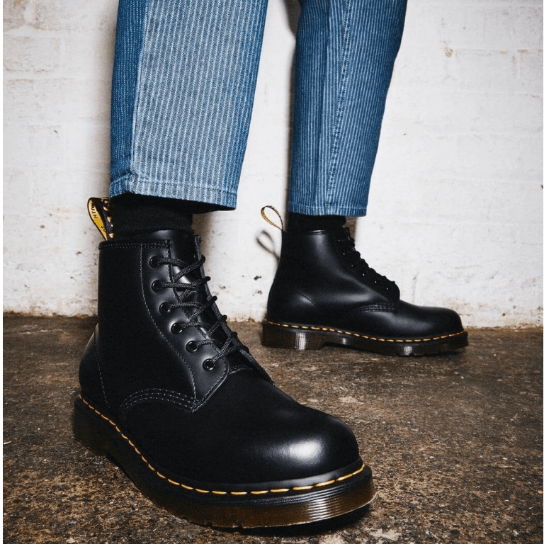 Giày Dr. Martens 101 Black Smooth Leather Lace Up Boots 26230001 - Ảnh 5