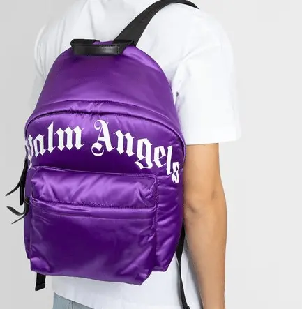 Alternative view of Túi Palm Angels Curved Logo Purple Nylon Backpack PMNB012F21LEA0013701