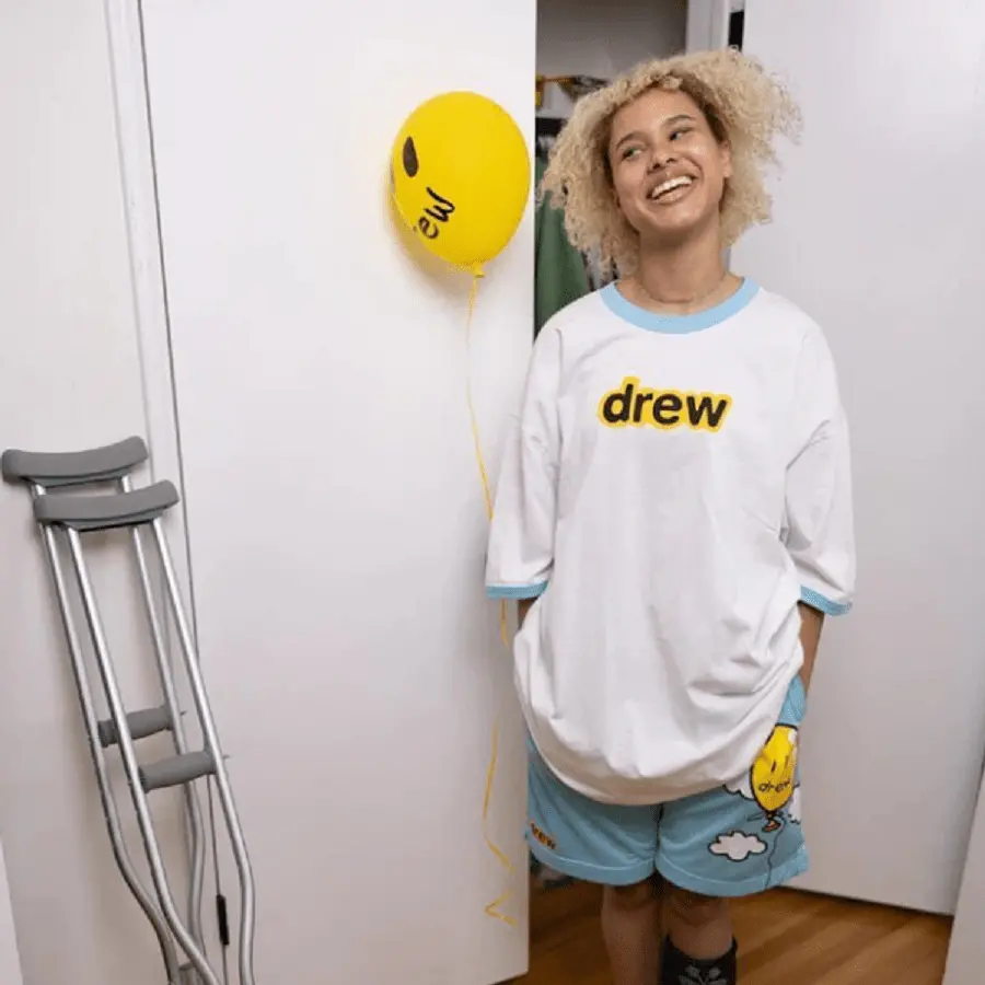 Áo Drew House Oversized Secret SS Ringer Tee White Sea Blue - Ảnh 5