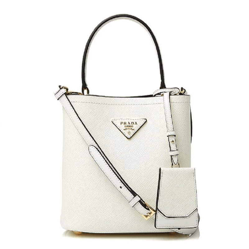 Túi Prada Double Bucket Bag Small Pannier White 1BA217-2ERX-F0G3Z