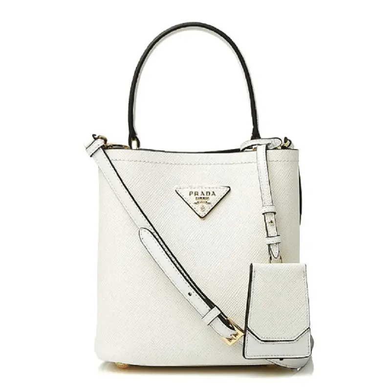 Túi Prada Double Bucket Bag Small Pannier White 1BA217-2ERX-F0G3Z