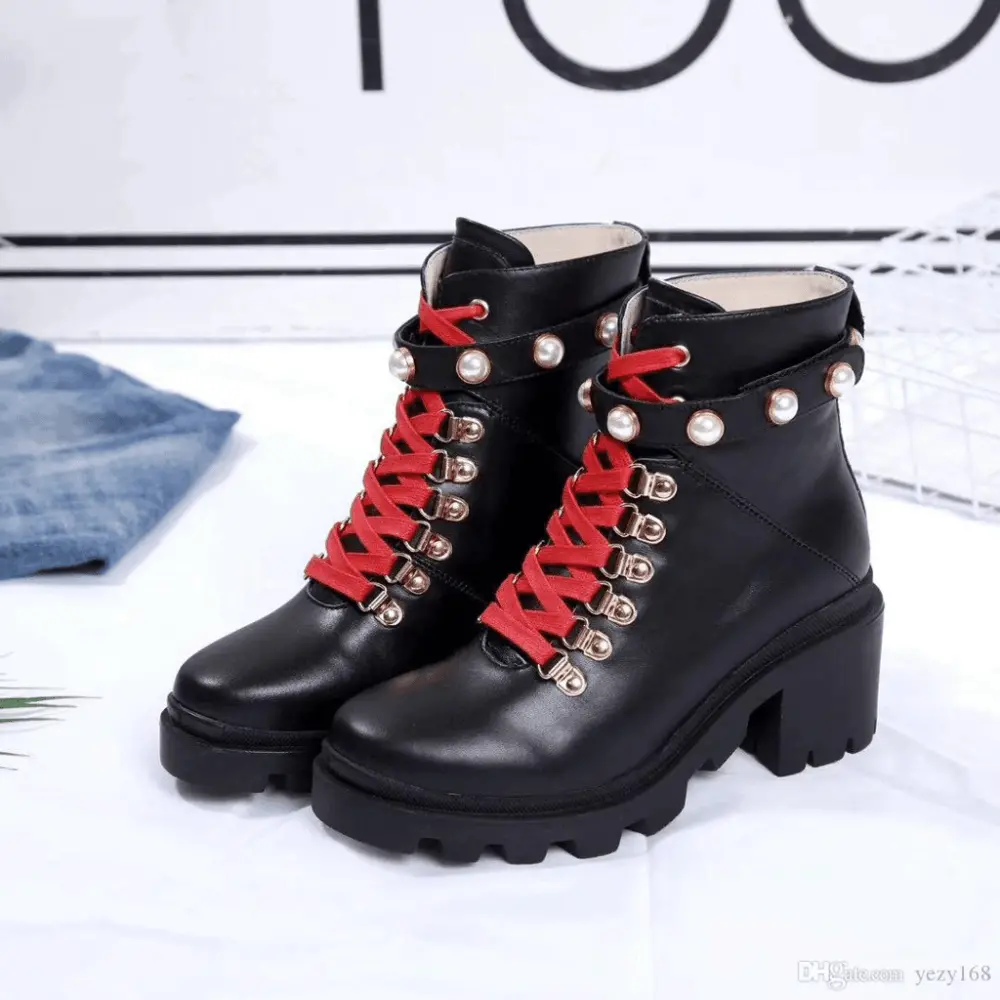Giày Gucci Leather Ankle Boot With Sylvie Web 481156-DKS30-1159 - Ảnh 4