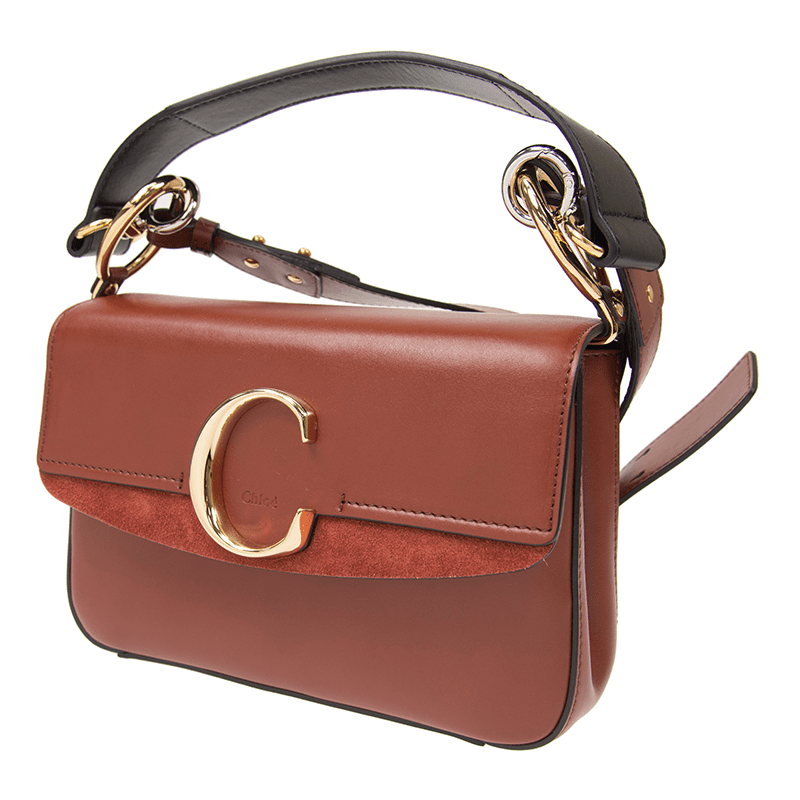 Túi Chloe Small C Double Carry Bag 'Sepia Brown' CHC19SS191A3727S - Ảnh 4