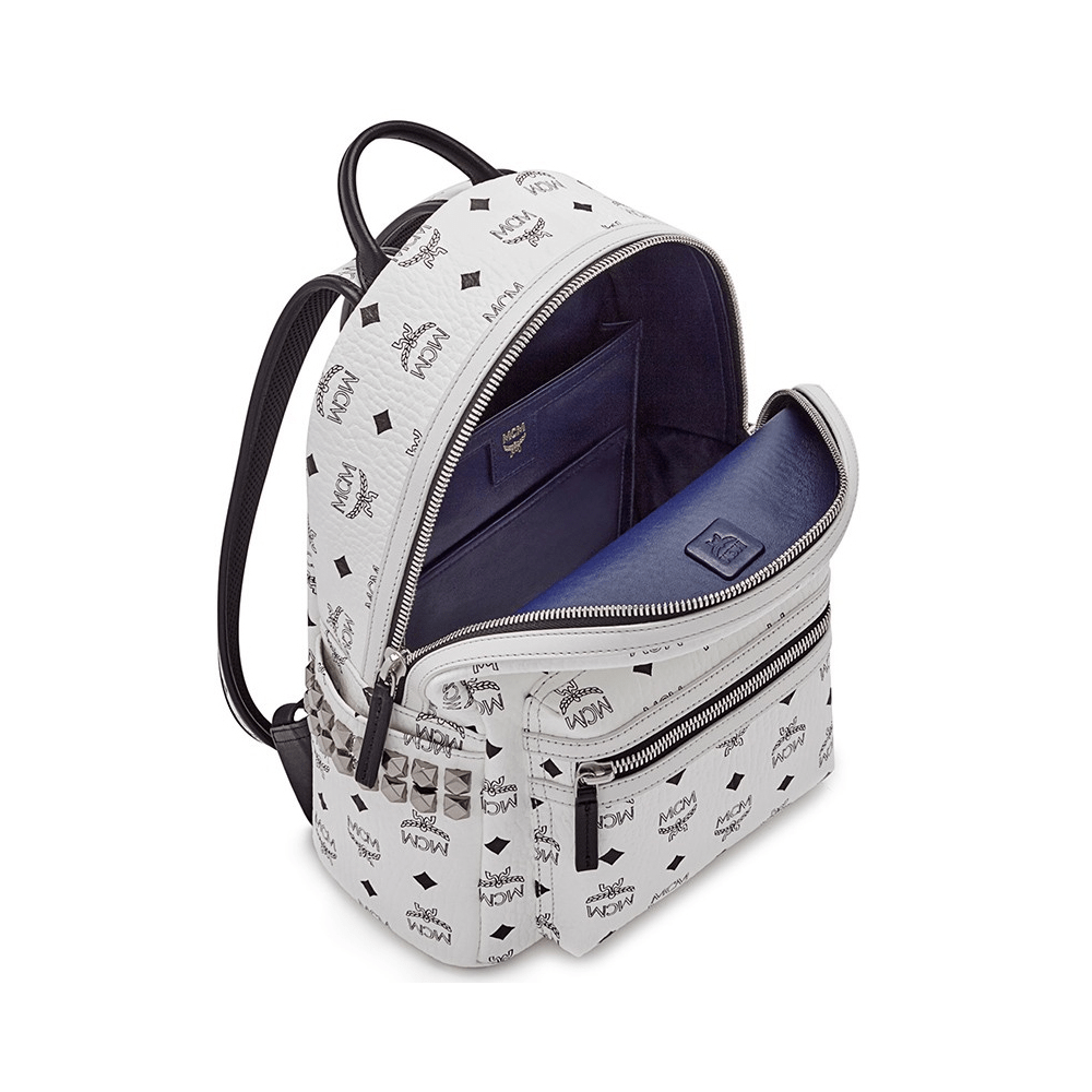 Balo MCM Stark Studs Backpack Visetos 'White' MMK6SVE37WT001 - Ảnh 3