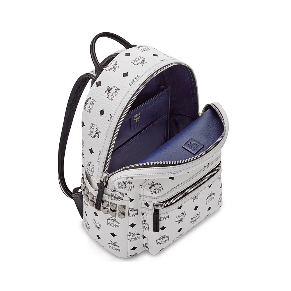 Balo MCM Stark Studs Backpack Visetos 'White' MMK6SVE37WT001 - Ảnh 3