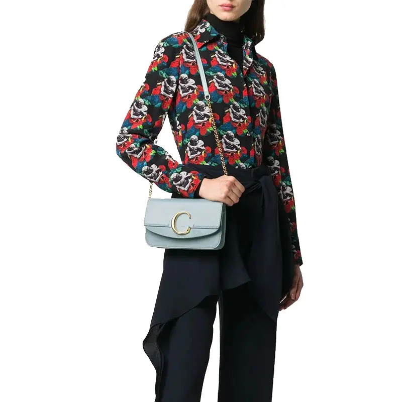 Túi Chloe' Light Blue Leather C Crossbody Bag CHC19SS192A3744L - Ảnh 5