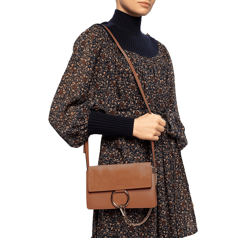 Túi Chloe Faye Small Shoulder Bag in Muted 'Brown' CHC21SS127A3726B - Ảnh 3