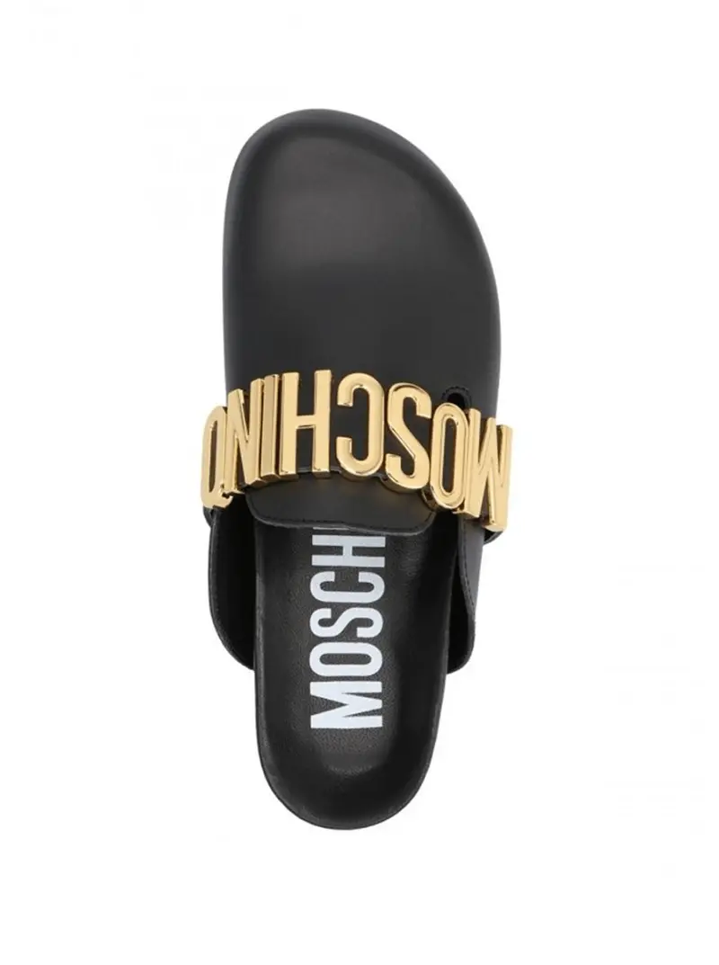Giày Moschino Lettering Logo Calfskin Sabot 'Black' MA10403G1EMF0000 - Ảnh 5