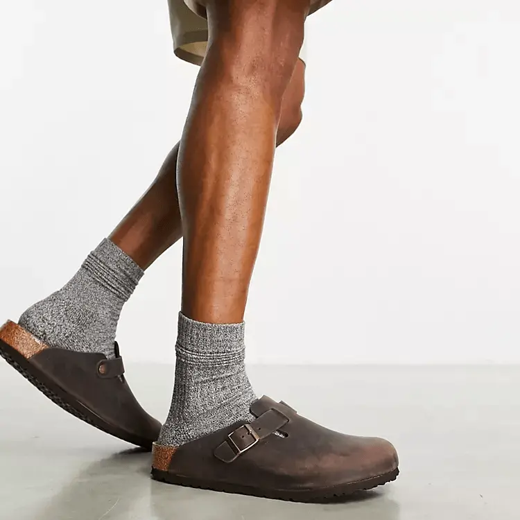 Dép Birkenstock Boston Oiled Leather 'Habana Narrow' 860133 - Ảnh 4