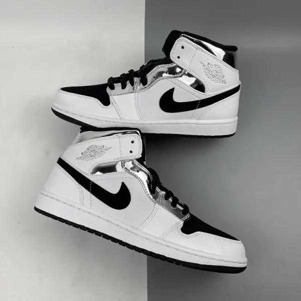 Giày Nike Air Jordan 1 Mid 'White Silver' 554724-121 - Ảnh 5