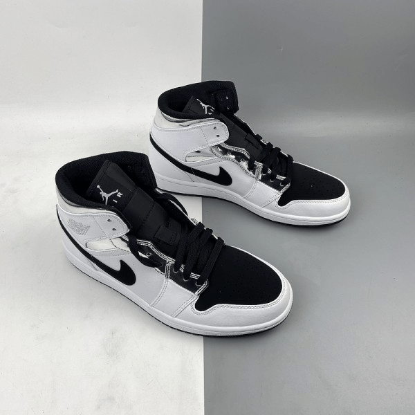 Giày Nike Air Jordan 1 Mid 'White Silver' 554724-121 - Ảnh 3