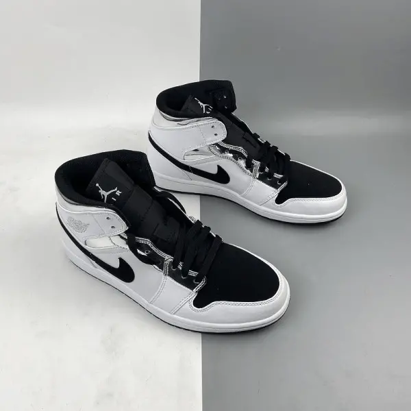 Giày Nike Air Jordan 1 Mid 'White Silver' 554724-121 - Ảnh 3