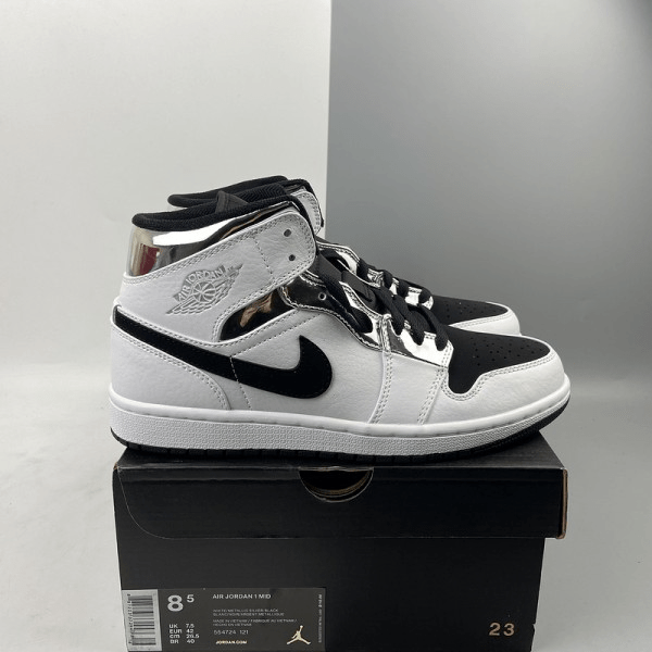 Giày Nike Air Jordan 1 Mid 'White Silver' 554724-121 - Ảnh 2