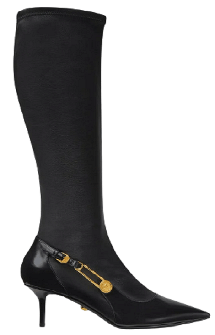 Giày Versace Safety Pin Leather Knee-High Boots DST475H-DNA28-D41OH