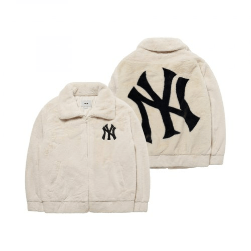 Áo MLB Basic Stand Neck Mega Logo Plush Jumper NY Yankees 3AJPF0416-50CRS - Ảnh 3
