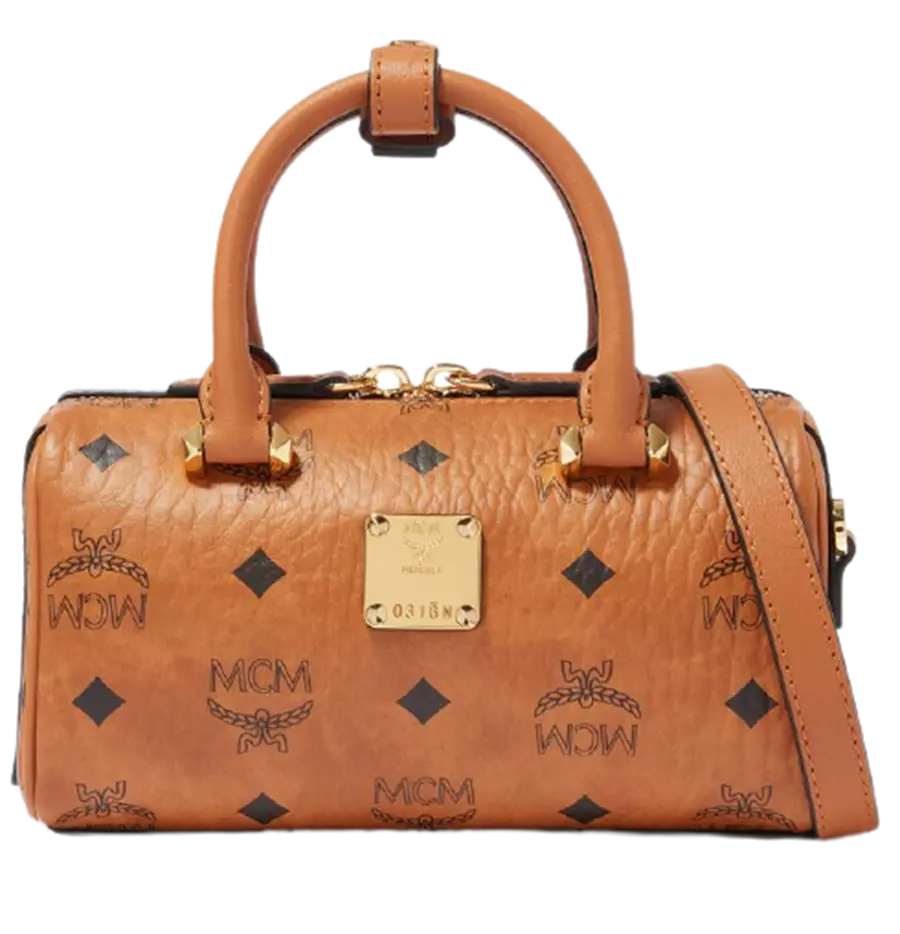 Túi MCM Mini Essential Boston Bag Visetos 'Cognac' MWB9ASE25CO001