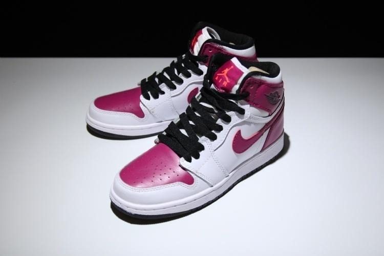 Giày Nike Air Jordan 1 Retro High GS 'White Sport Fuchsia' 332148-108 - Ảnh 4
