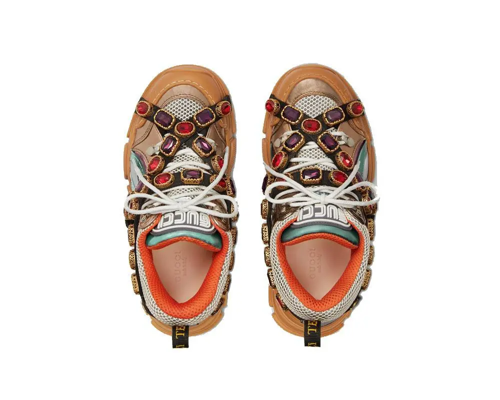 Alternative view of Giày Gucci Wmns Flashtrek Crystals 'Multi-Color Metallic' 537133-DOR60-8266
