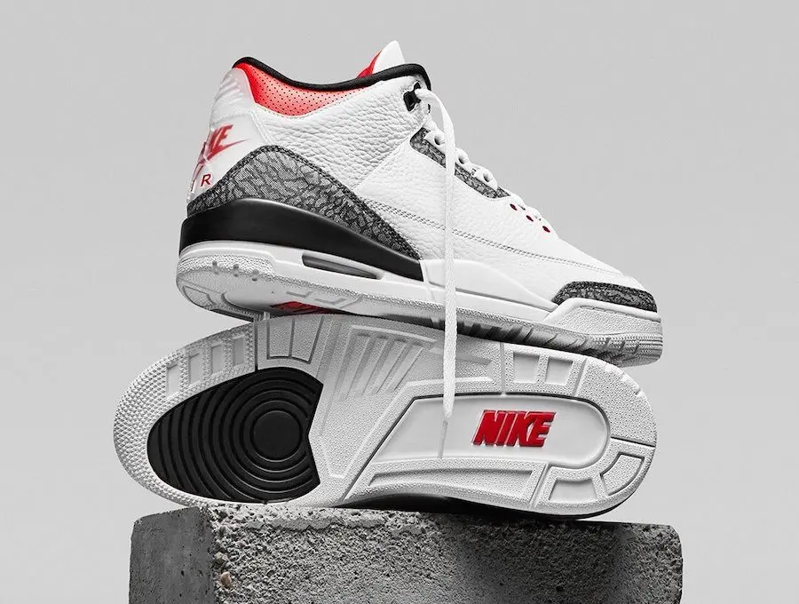 Alternative view of Giày Nike Air Jordan 3 Retro Denim SE GS 'Fire Red' CZ6634-100