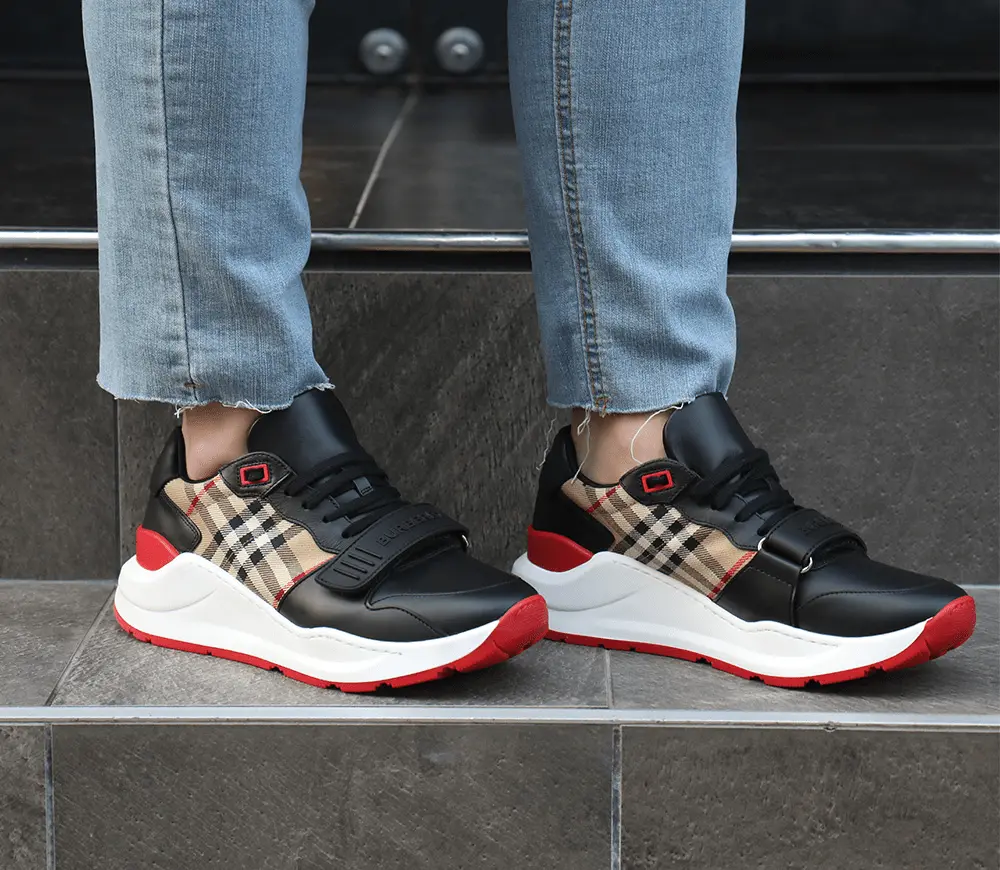 Giày BURBERRY Black Leather Sneaker 8038184 - Ảnh 3