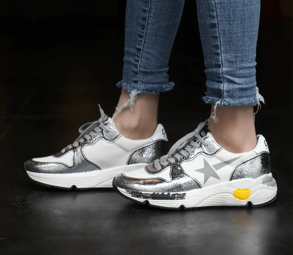Giày Golden Goose Women's Sneakers Running White Silver GWF00126-F000327-80185 - Ảnh 4