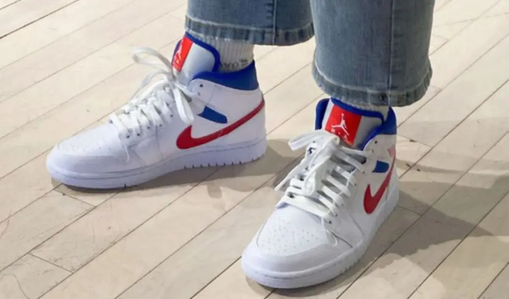 Giày Nike Air Jordan 1 Mid "White Red Royal" BQ6472-164 - Ảnh 5