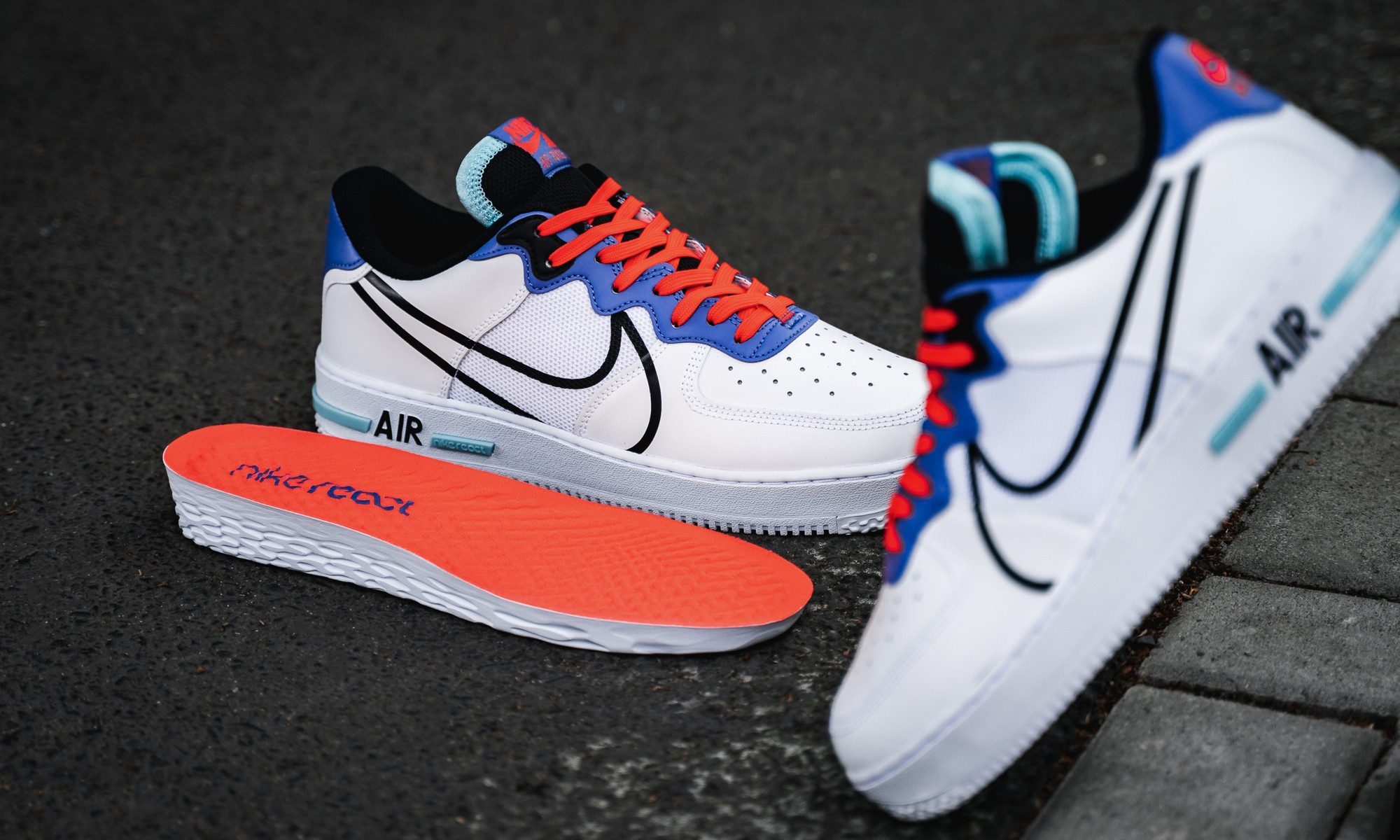Giày Nike Air Force 1 Low React 'White Astronomy - Blue Laser Crimson' CT1020-102 - Ảnh 2