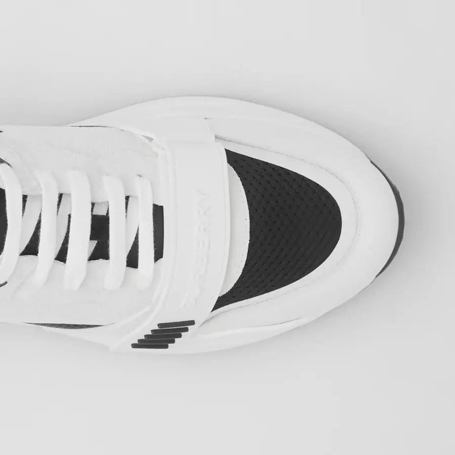 Giày Burberry Suede And Vintage Check Cotton 'Black White' 80518391 - Ảnh 4
