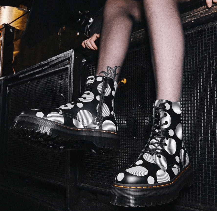 Giày Dr.Martens Jadon Polka Dot Smooth Leather 'Black White' 26882009 - Ảnh 2
