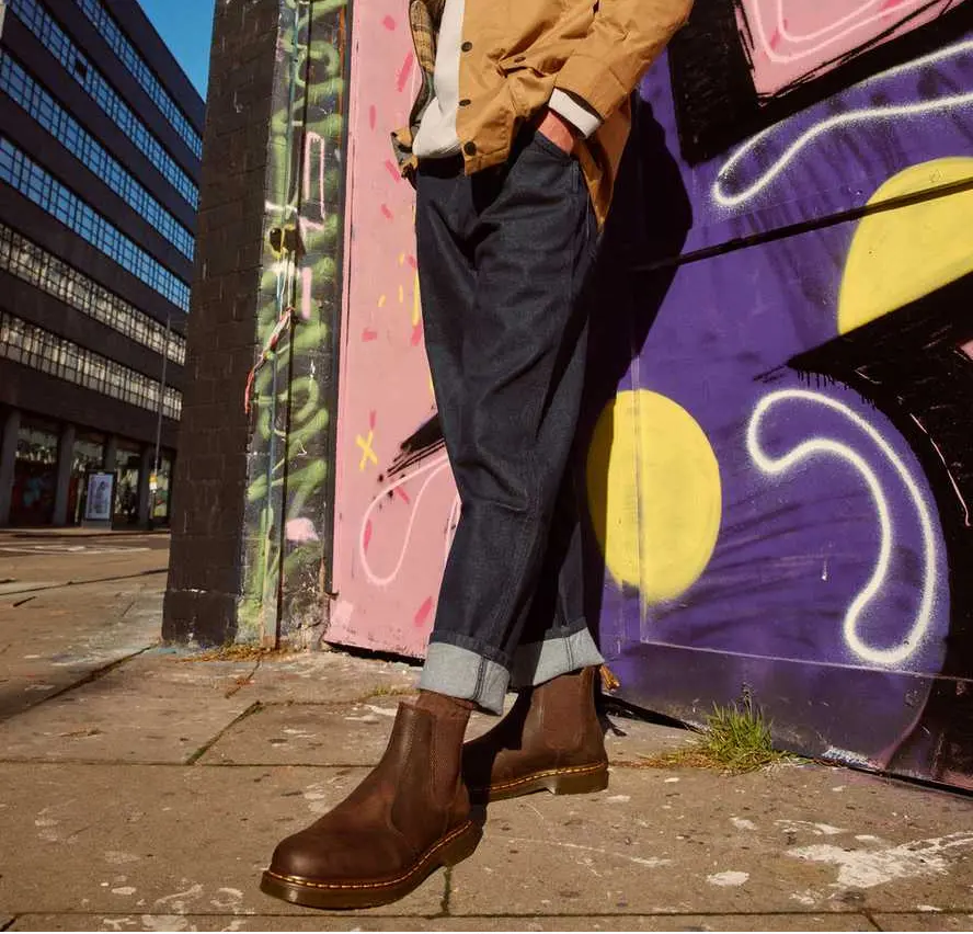 Giày Dr Martens 2976 Yellow Stitch Crazy Horse Leather Chelsea Boots 27486201 - Ảnh 3