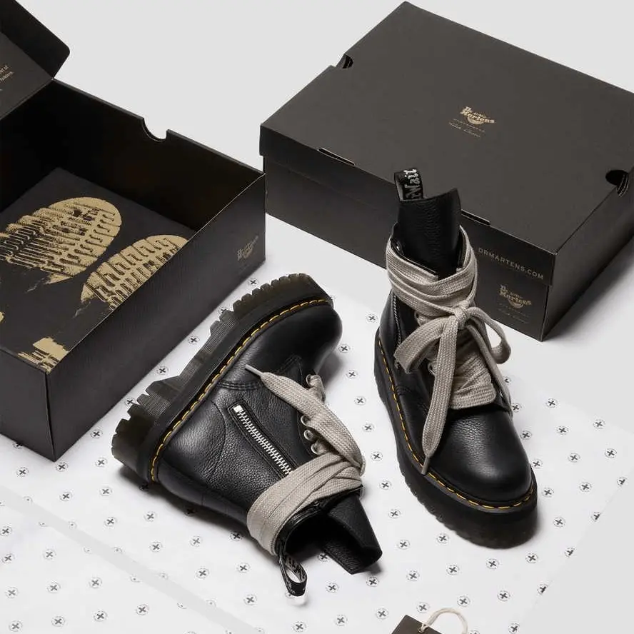 Giày Dr. Martens 1460 x Rick Owens Quad Leather 'Black Lunar' 27978001 - Ảnh 4