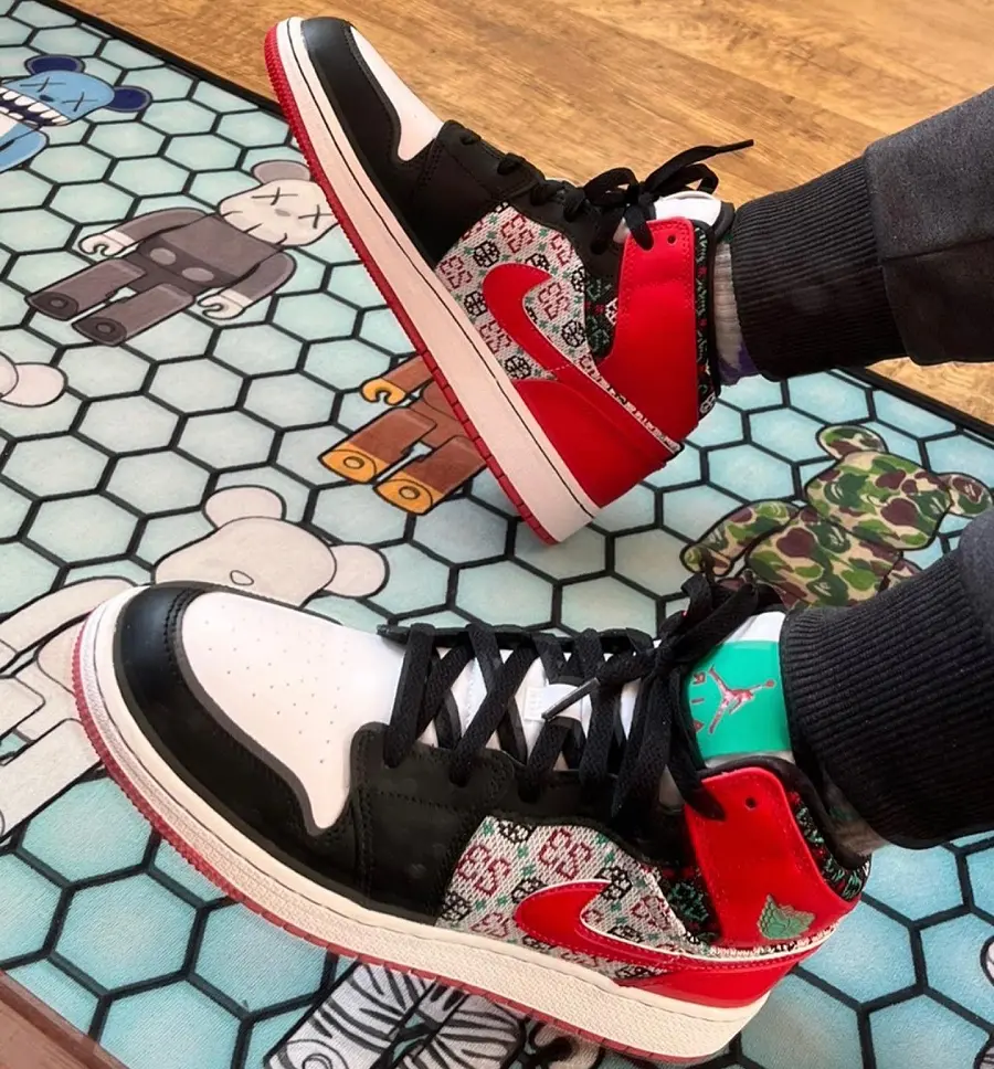 Alternative view of Giày Nike Jordan 1 Mid SE Ugly Christmas Sweater GS DM1208-150