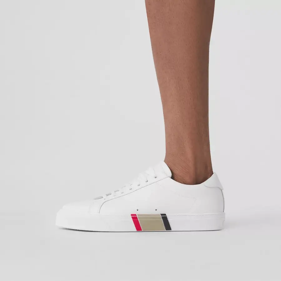 Alternative view of Giày Burberry Stripe Detail Leather 'Optic White' 80432001