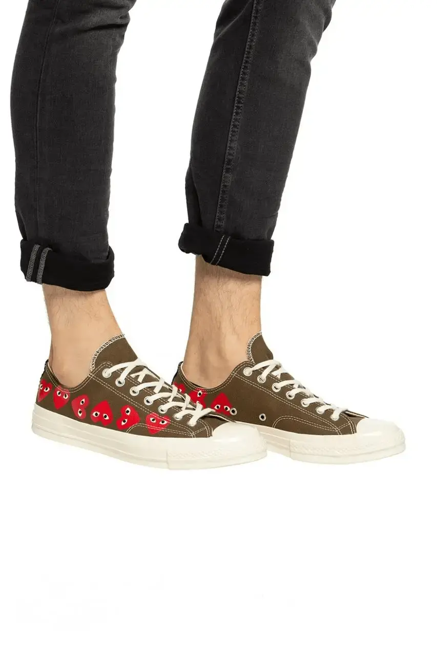 Giày Converse x Play Comme des Garcons Chuck 70 Ox Multi Heart Green 162976C - Ảnh 5