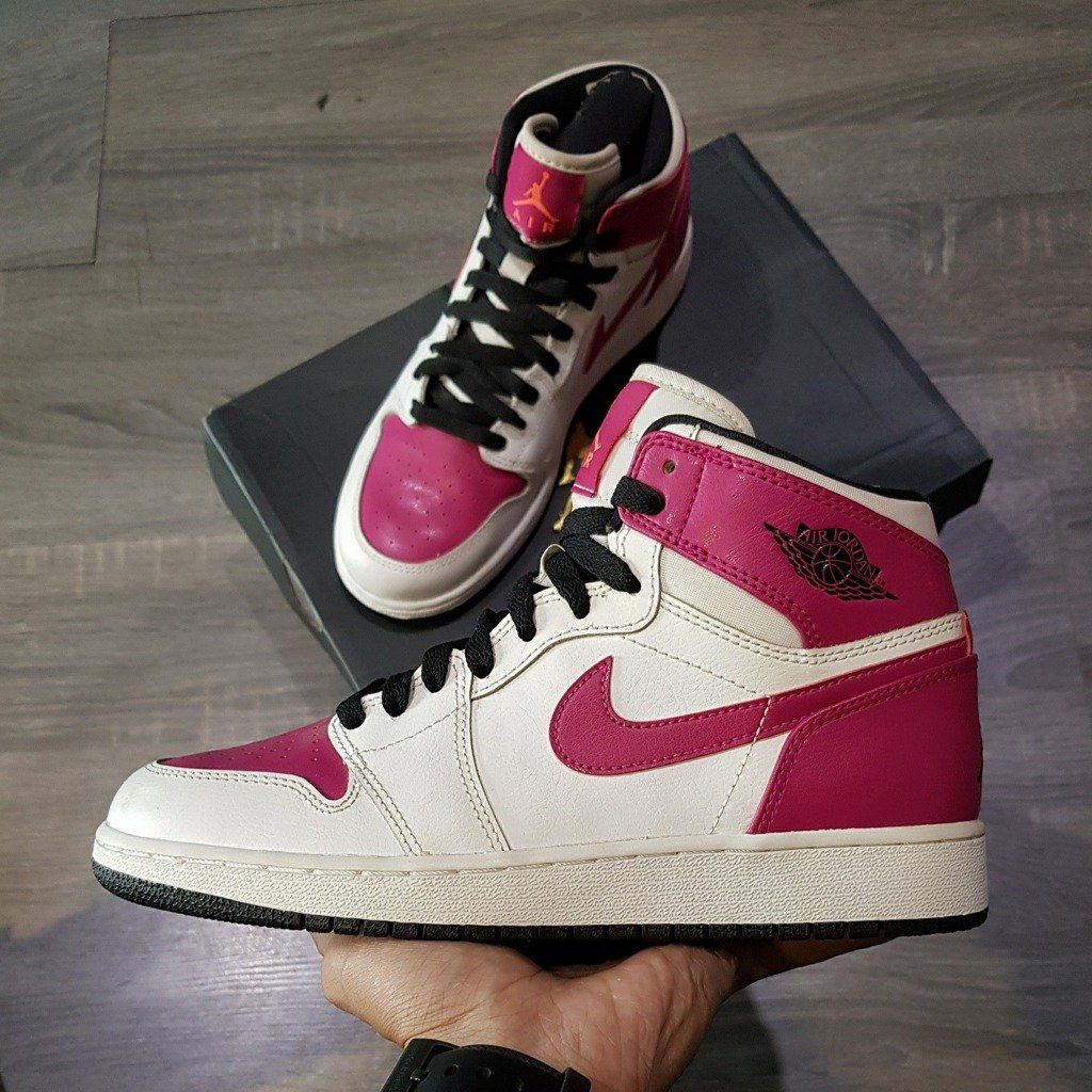 Giày Nike Air Jordan 1 Retro High GS 'White Sport Fuchsia' 332148-108 - Ảnh 3