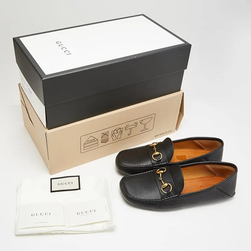 Giày Gucci Men's Horsebit Driving Loafers 548604 BXO00 1000 - Ảnh 5