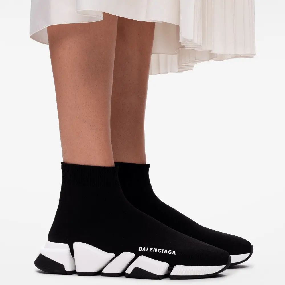 Alternative view of Giày Balenciaga Wmns Speed 2 Trainer Knit 'Black White' 617196 W1702 1015