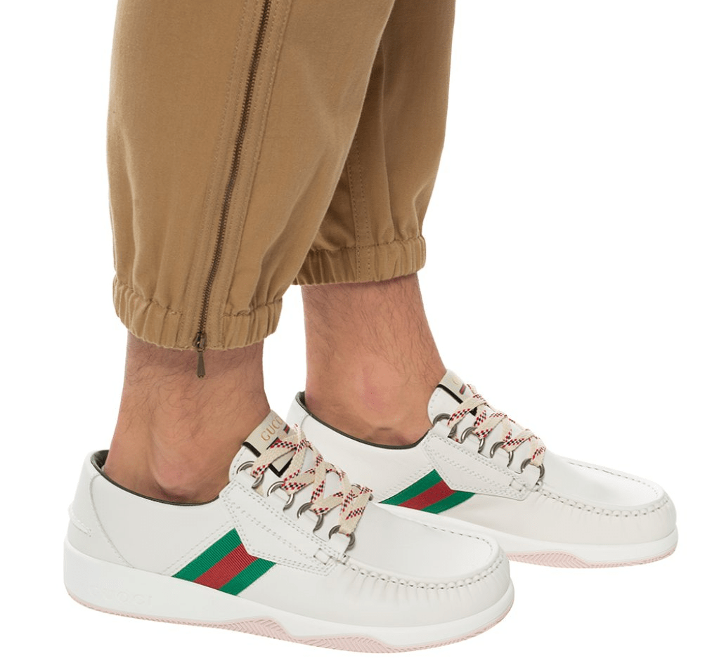 Giày Gucci Leather Web Lace Up Low 'White' 575399-D60D0-9070 - Ảnh 6