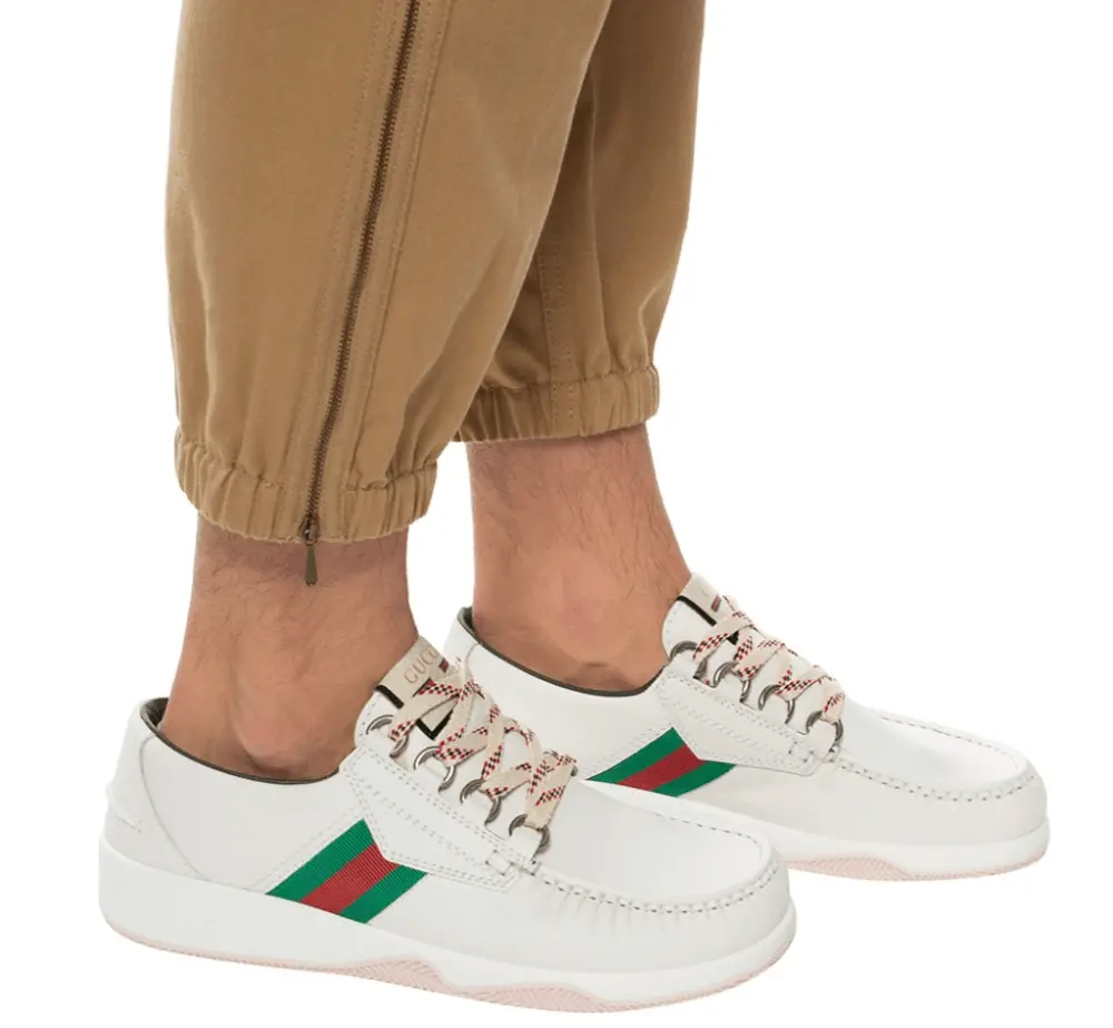 Giày Gucci Leather Web Lace Up Low 'White' 575399-D60D0-9070 - Ảnh 6
