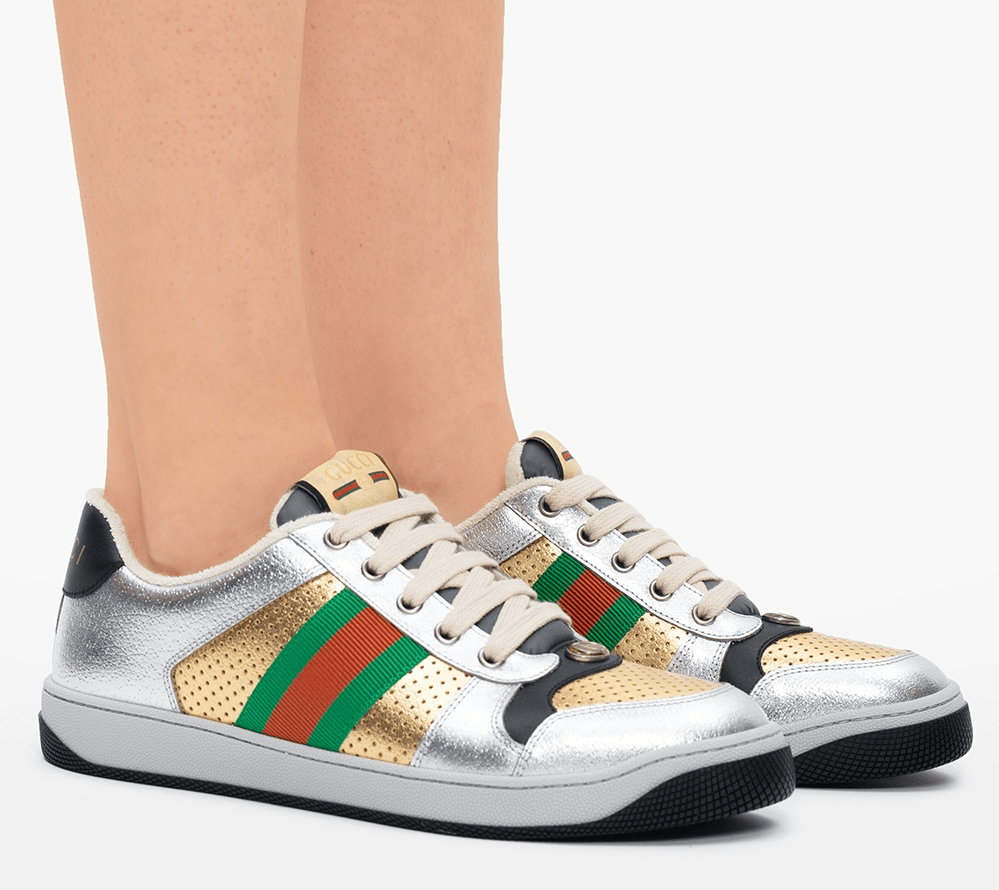 Giày Gucci Wmns Screener 'Silver Gold' 627833-1TR20-8162 - Ảnh 5