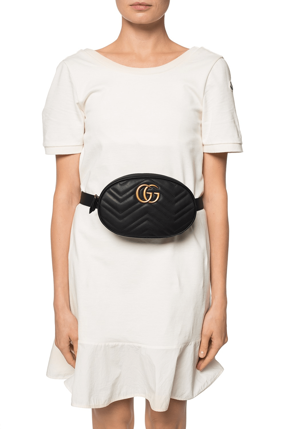 Túi Gucci Logo Detail Chevron Quilted Leather Belt Bag Black 491294 DSVRT 1000 - Ảnh 6