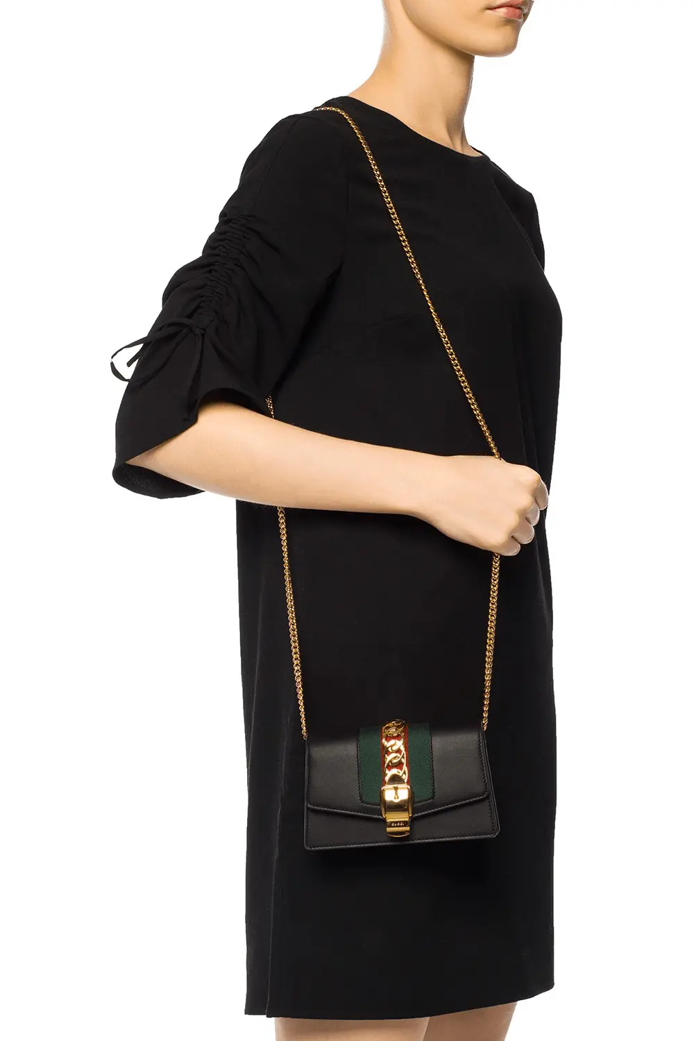 Túi Gucci Sylvie Leather Mini Chain Bag 494646 CWLSG 1060 - Ảnh 6